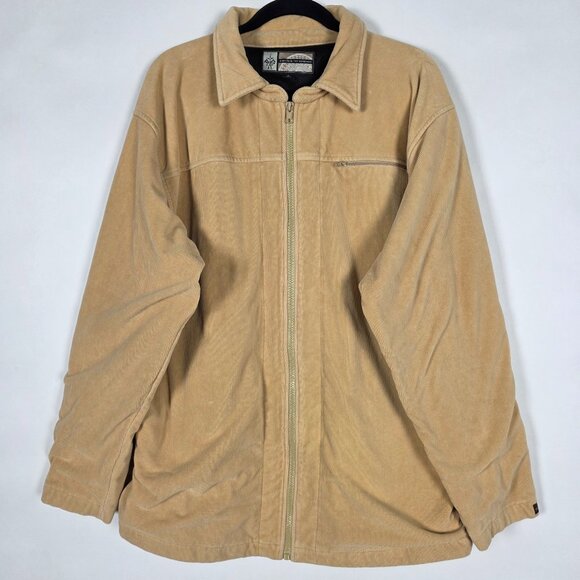Prana Corduroy Mens Large Long Sleeve Full Zip Brown Jacket - Picture 1 of 7
